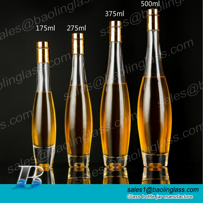 Clear glass liquor bottle