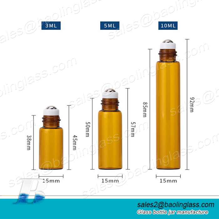 5ml, 7ml control glass roll-on bottle essential oil sub-bottled medicinal oil cosmetic packaging material Amber bottle