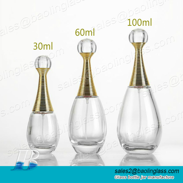 50ml 75ml  Biodegradable Perfume Essential Oil  gold Glass Roller Bottle Jars Vials