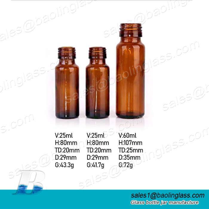 High Quality 1oz 2oz Amber Round Glass Pharma Oral Liquid Vial