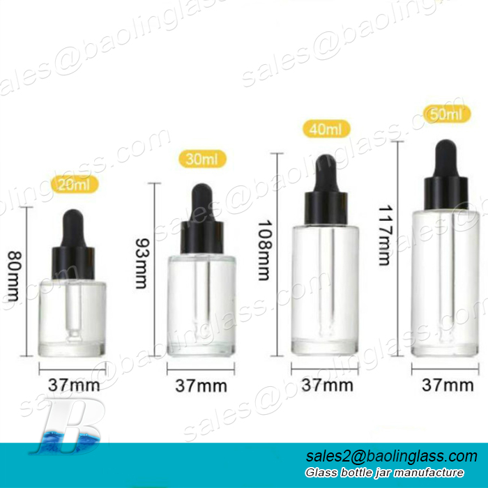 30ml 50ml clear High precision white glass bottle with airproof dropper cap
