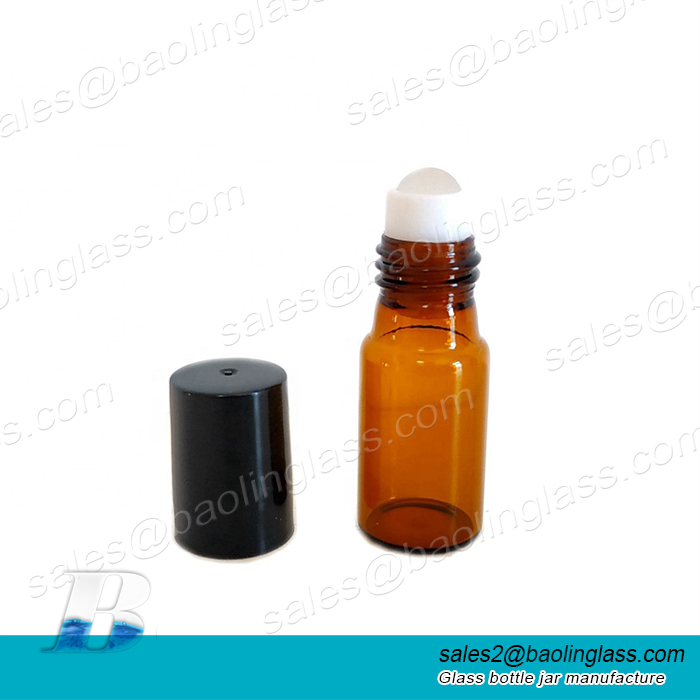 10ml Amber Blue Glass Bottles Essential Oil Bottle Lip Gloss Roller Tube with Metal Roller Ball In stocks