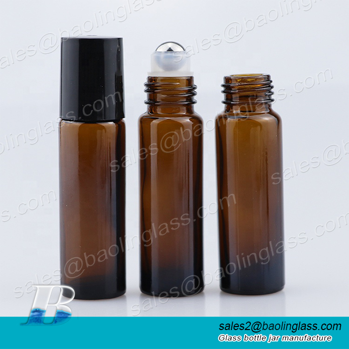 10ml roll-on perfume bottle 10ml amber glass roll on bottle with metal roller ball