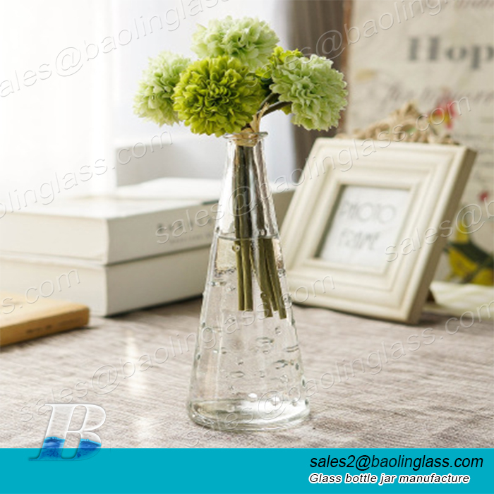 wholesale  Empty cone shape glass bottles flower vase