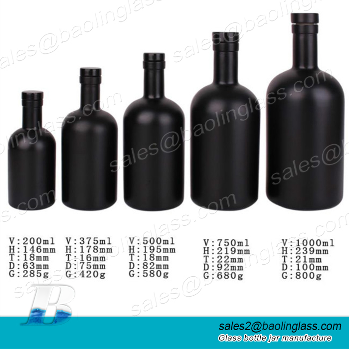 500ML 750ml Standard Matte Black Wine Empty Glass Bottles For Sale