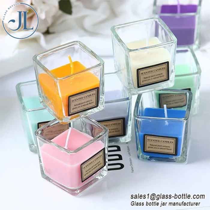 Square Glass Jar Candle Cup Succulent Plant Glassware