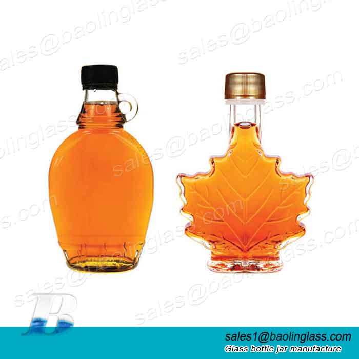 Glass Maple Syrup Jars with Tamper Evident Caps, 100ml Maple Leaf Design