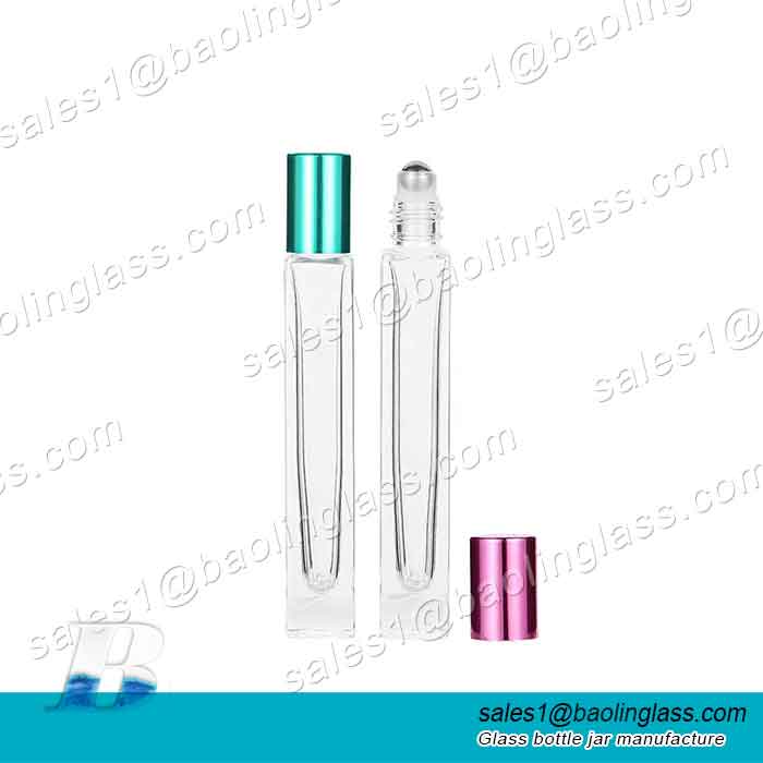10ml Slim Roll-On Bottle Clear Glass  with Stainless Steel Roller Ball and Cap