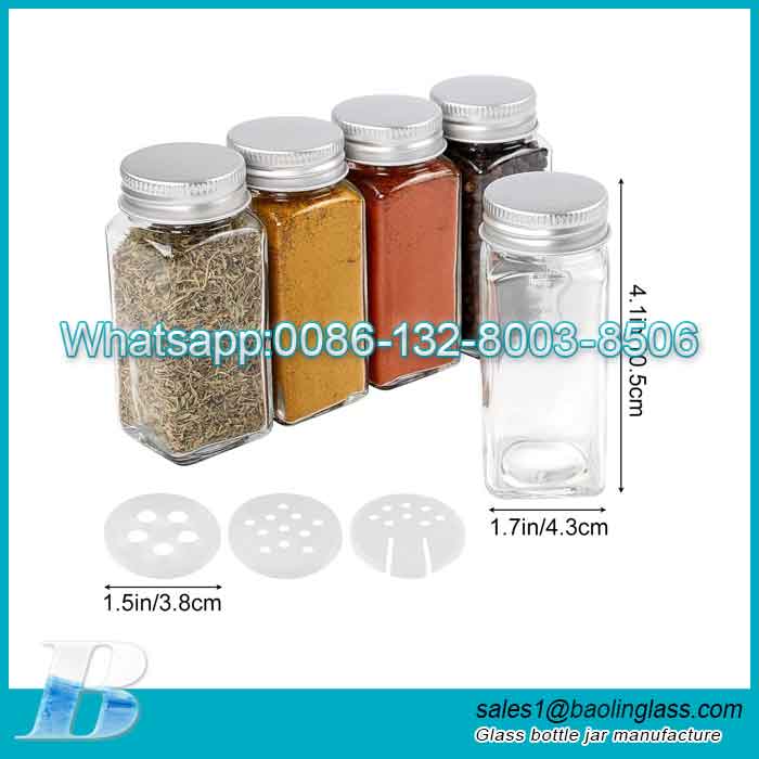 4oz Glass Spice Jars Square Empty Spice Containers with Shaker Lids