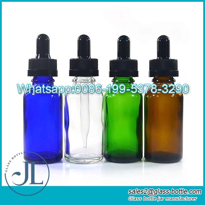 30ml Amber Blue Green Clear Glass Dropper Bottle in Multiple Colors