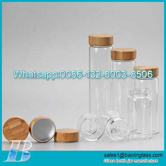 50 ml Transparent Glass Bottle with Bamboo Lid