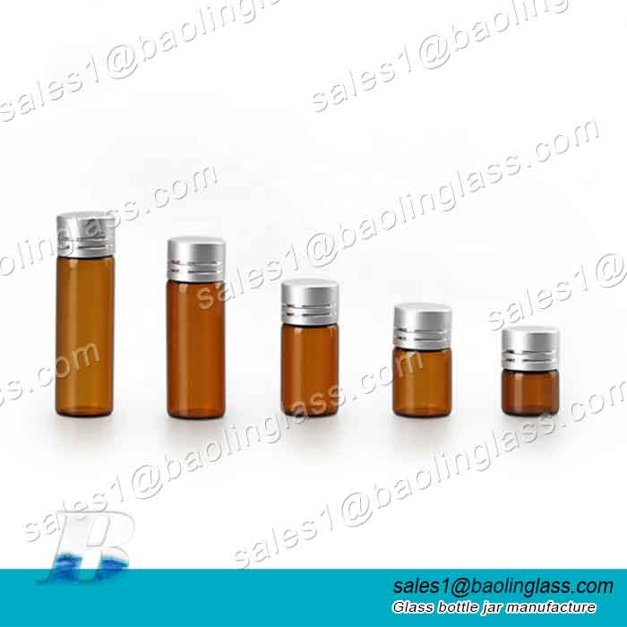 1ml Mini Amber Glass Vial Bottles with Orifice Reducer and Cap for Essential Oils