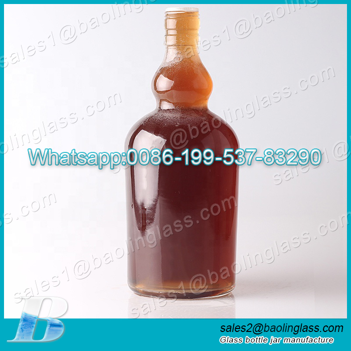 Hot Selling Gourd Shape Neck Glass Bottles 500ml Clear Vodka Whiskey Spirits Glass Bottles