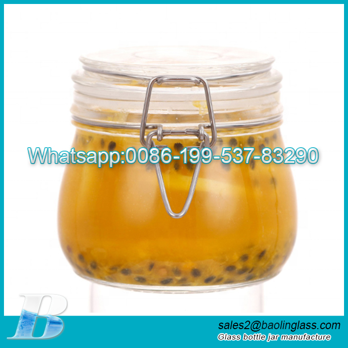 OSHOW Wholesale  Big Size round Glass Jar with Clip lock glass storage tank sealed tank buckle food bottle