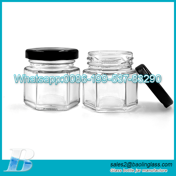 1.5oz 120ml 190ml clear hexagon mini candy Jelly glass honey jar