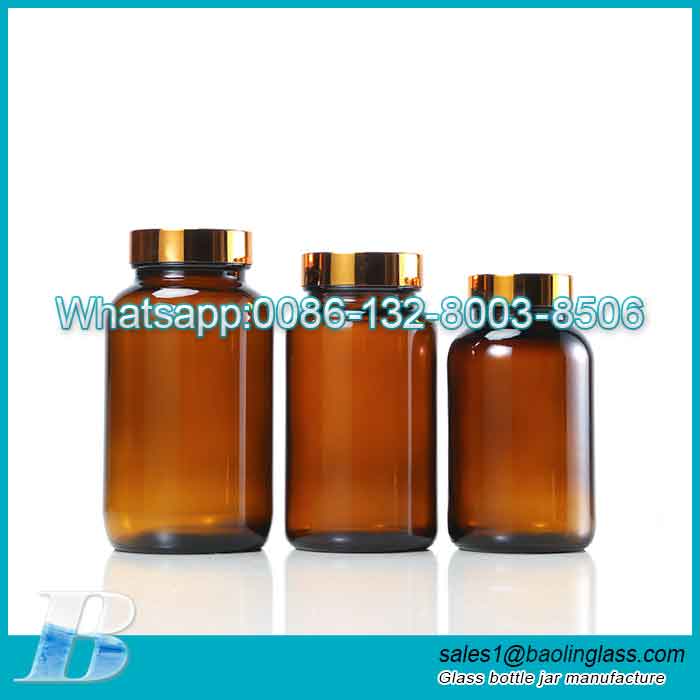 Amber glass bottle for pill capsule