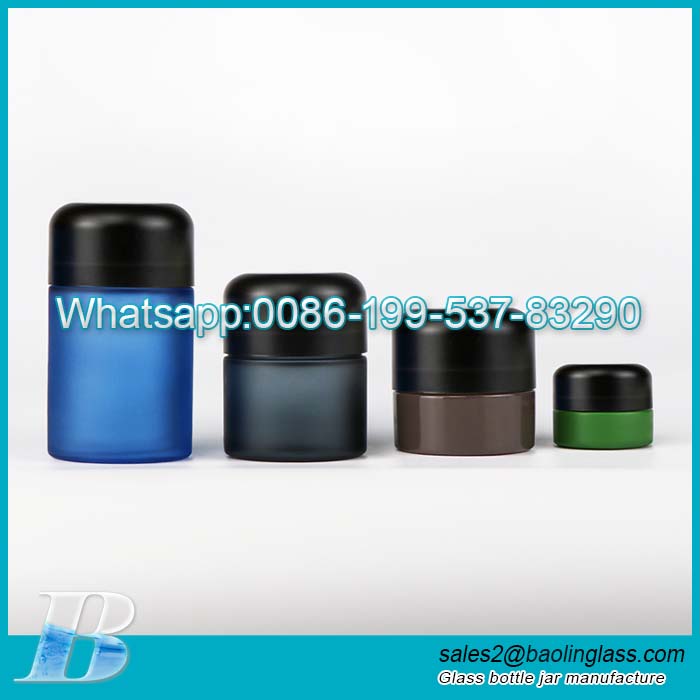 Frosted black glass jar 5g 50g 70g 110g 150g 220g child resistant glass jar for weed container