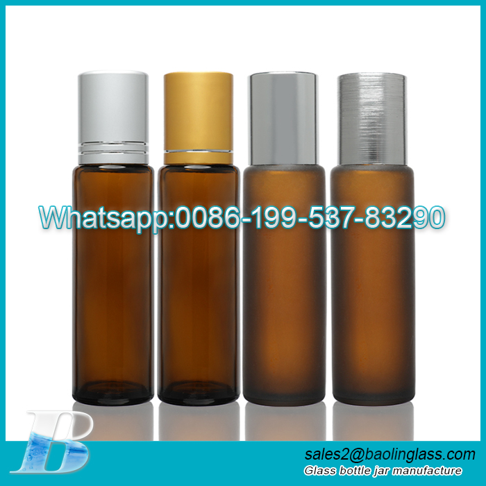 5ml 10ml Amber Blue Clear Glass Roll On Perfume Attar Essential Oil Bottle with Roller Ball Cap Skin care glass bottle
