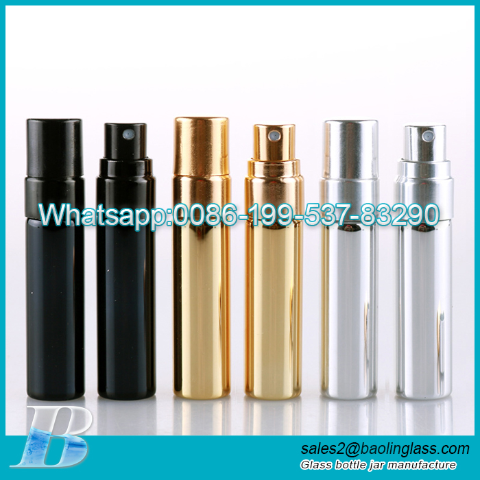 Metal Spray Personal Sample container glass perfume refill bottle 5ml 10ml