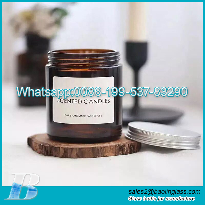 Wide Mouth Frosted Empty Candle Container Glass Jar With Wood Lid