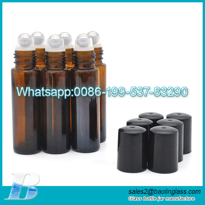 10ml 15ml roller clear amber glass bottle with roller cap