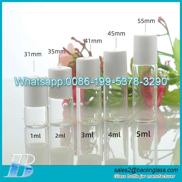 1ml-5ml essential oil roller glass bottle with plastic roller ball