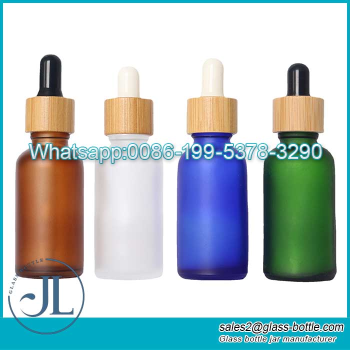 10ml 15ml 30ml colorful essential oil glass bottle with bamboo dropper lid