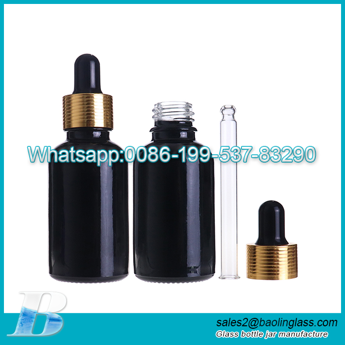 China supplier 5ml 30ml  Coated frosted matte black glass essential oil Glass dropper bottles for sale