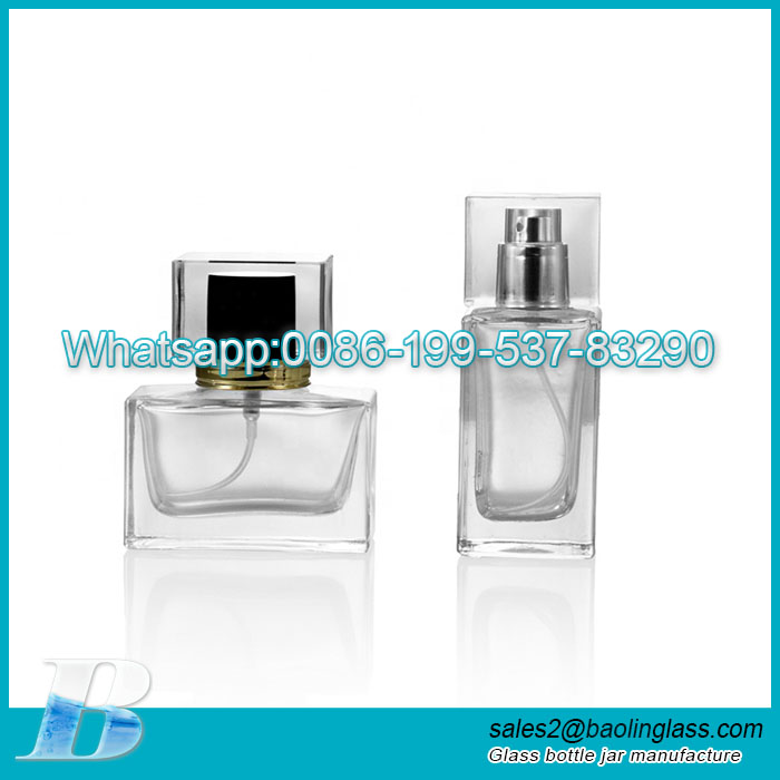 Wholesale Manufacturer Skin Care Packaging 30ml 50ml 100ml Empty Clear Square refillable Glass Spray Perfume Bottle
