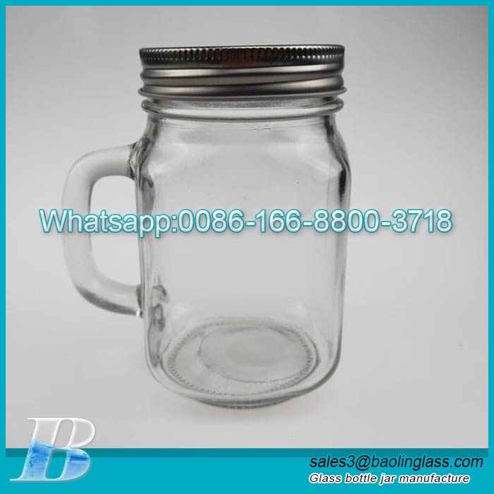 12oz Hot Sale Glass Storage Jar glass Drinking Bottle With Metal Lid And Straw glass storage bottle