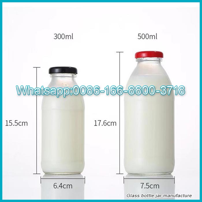Wholesale 300ml 500ml Glass Milk Bottle Glass Juice Bottle With Metal Cap