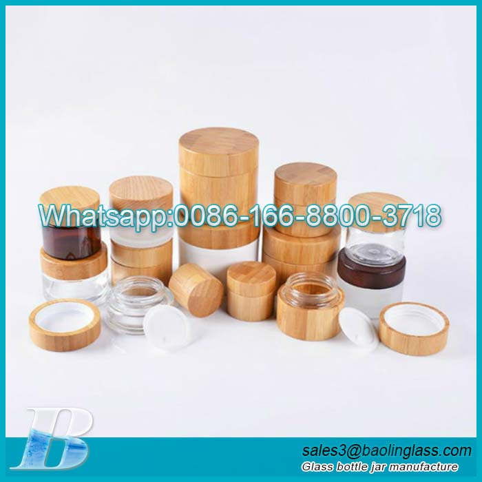Hot selling 15g 30g 50g 100g Bamboo lid cosmetic jar cream bottle bamboo eyes Bamboo cosmetic set
