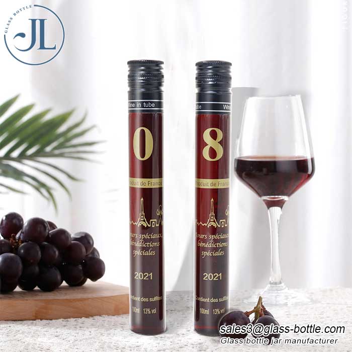 Glass tube wine liquor bottle with aluminum screw cap supplier