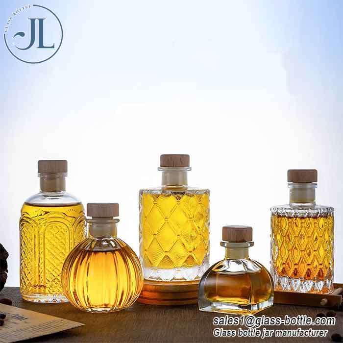 Small Size Embossed Glass Liquor Spirit Bottle Wholesale