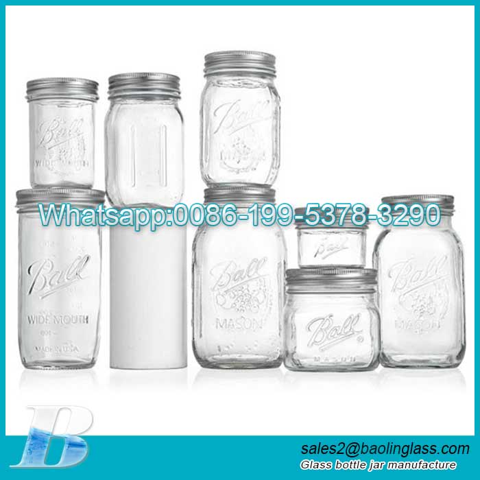 Hot selling 32oz 16oz 750ml Mason Wide Mouth Quart Jars with Lids and Bands glass mason bottle glass honey jar