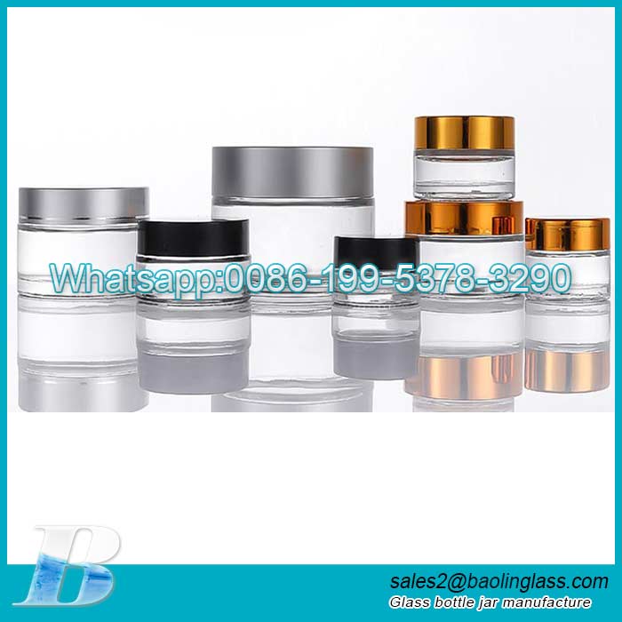 Customized cosmetic glass cream jar 5g,10g 15g 20g30g 50g glass clear frosted jar for cream