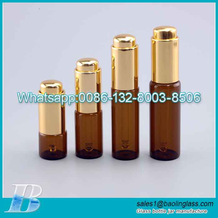 15ml 1/2oz Amber Glass Samples Vials, Tube Glass Press Button Dropper Bottle
