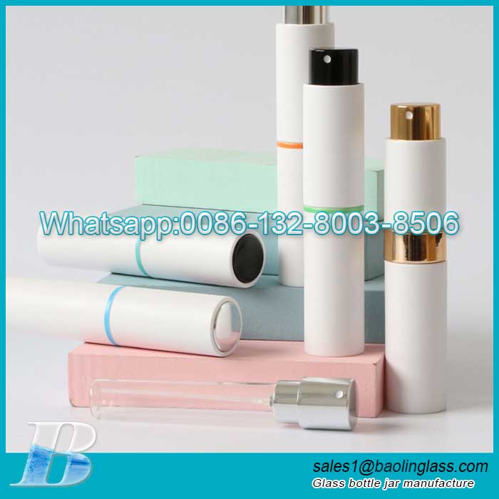 White color 8ml 10ml Portable Replacement Perfume Tube Glass Bottle