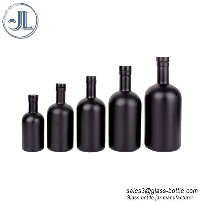 Wholesale customized black matte olive oil glass bottle with polymer cap