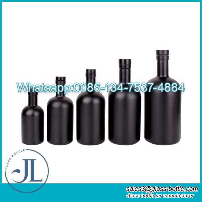 Wholesale customized black matte olive oil glass bottle with polymer cap