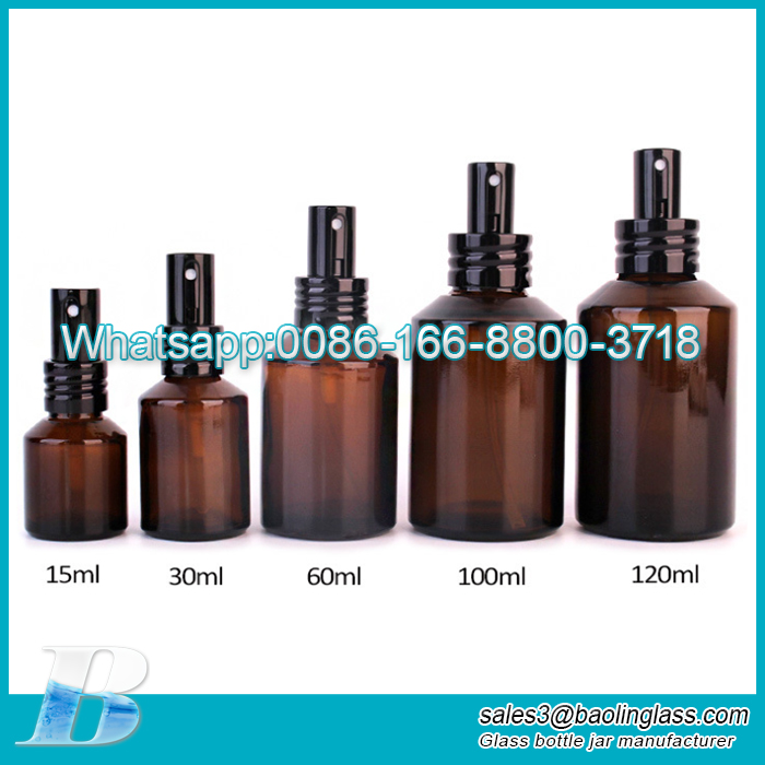 15ml 30ml 60ml 100ml 120ml Amber essential oil press spray mist bottle