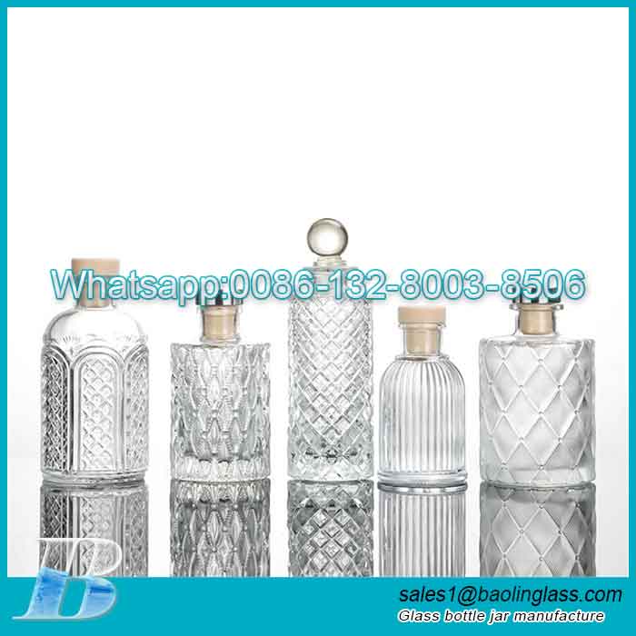 Diamond Emboss Glass Diffuser Bottles, Exquisite Essential Oils Container 100ML