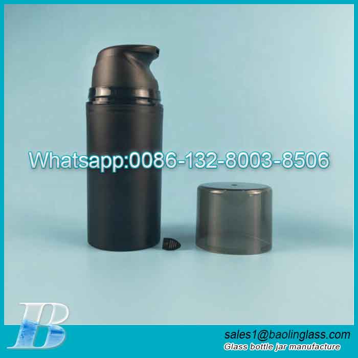 Multifunction 100ml Black Round Nought Metal All Plastic Airless Vacuum Bottle