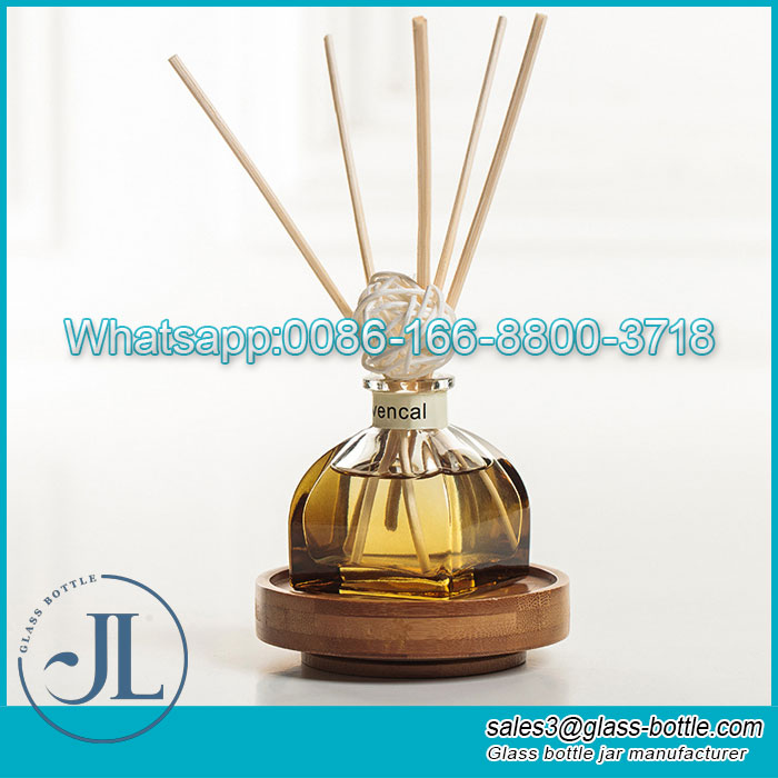 High-end 50ML Home Colorful yurt Shape Aromatherapy Glass Diffuser Bottle and Furniture Decoration with Rattan