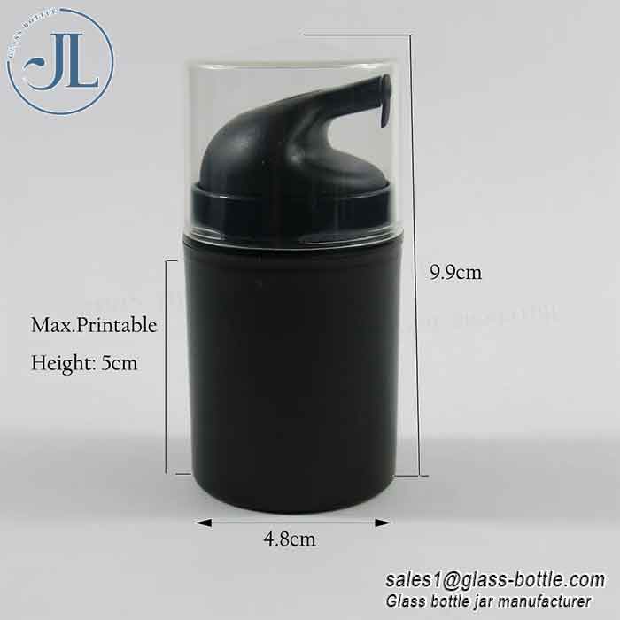 Multifunction 100ml Black Round Nought Metal All Plastic Airless Vacuum Bottle