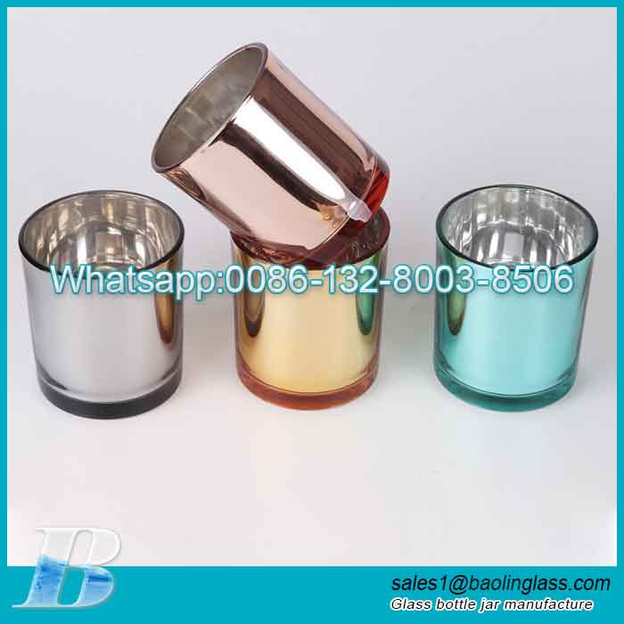 2021 New Electroplate Gold/Sliver Glass Candle Jar for New Year Party
