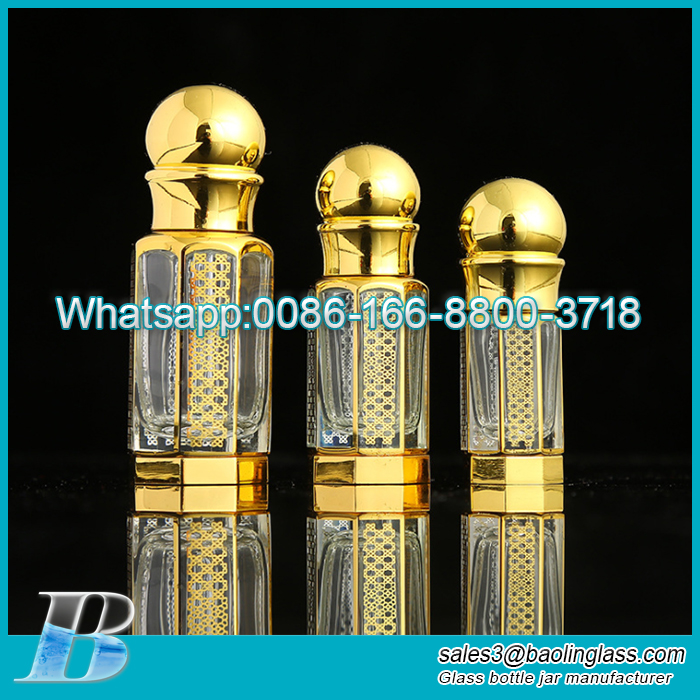 3ml 6ml 12ml electroplating UV golden essential bottle with roll ball