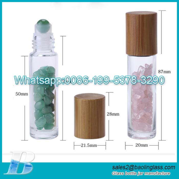 10ml Bamboo roller perfume glass bottles wood roll on essential oil bottle factory