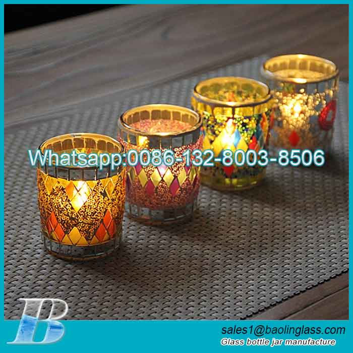 European Style Handmade Mosaic Glass Candle Jar
