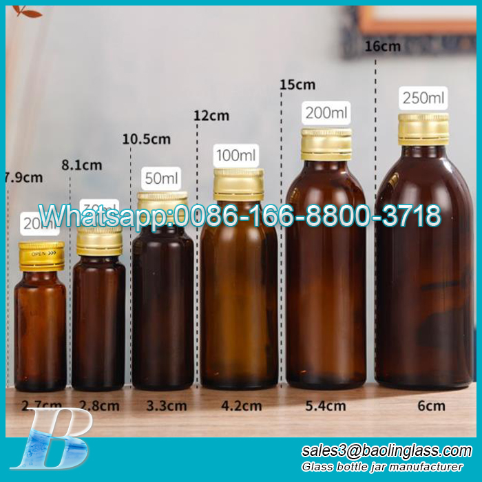 20ml to 250ml amber thickness oral liquid syrup bottle